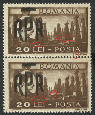 EROARE / VARIETATE -- ROMANIA 1948 MIHAI I VEDERI SUPRATIPAR R .P . R . -- MNH foto