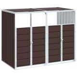 Cumpara ieftin Depozit pubele cu roti duble, maro, 144x81x113 cm, otel