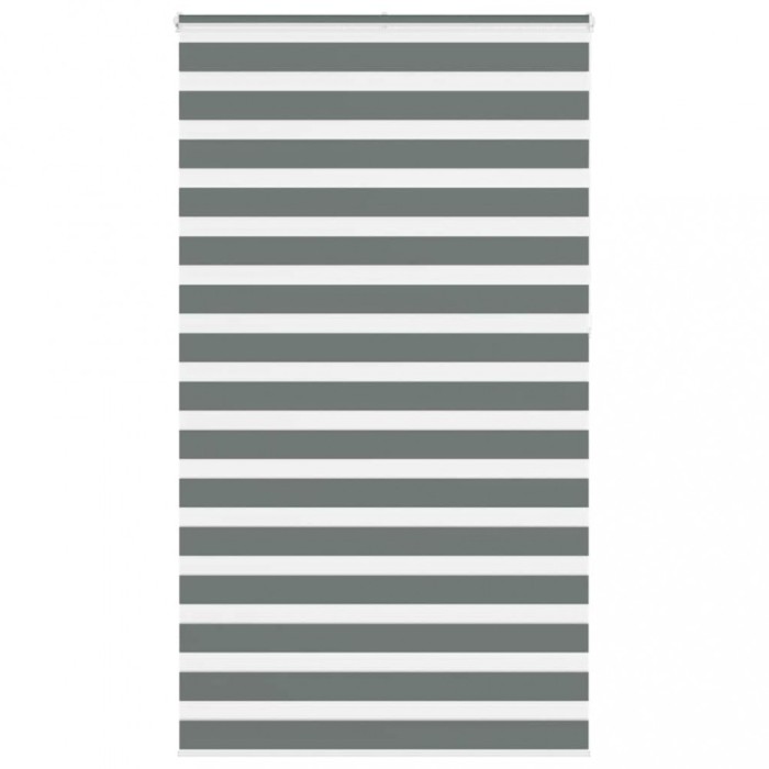 Jaluzea tip zebra gri &icirc;nchis lățime țesătură 115,9 cm poliester