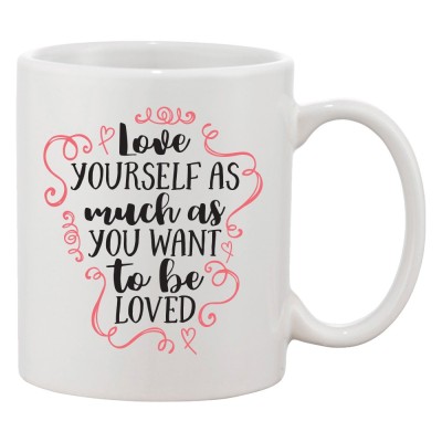 Cana alba personalizata &amp;#039;Love yourself s much as you want to be loved&amp;#039;, INOVATIX&amp;reg;. 330ml foto