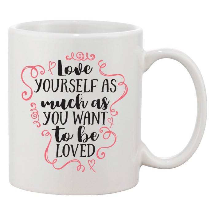 Cana alba personalizata &#039;Love yourself s much as you want to be loved&#039;, INOVATIX&reg;. 330ml