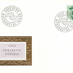 PORTRAITS EFFIGIE ELVETIA 1969 FDC COVER POZA IN RELIEF