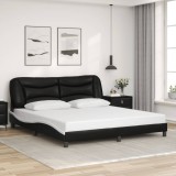 Cumpara ieftin Cadru de pat cu tăblie negru și alb 180x200cm piele artificială