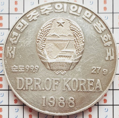 1513 Coreea de Nord Korea 500 Won 1988 Hockey 999/1,000 km 16 argint foto