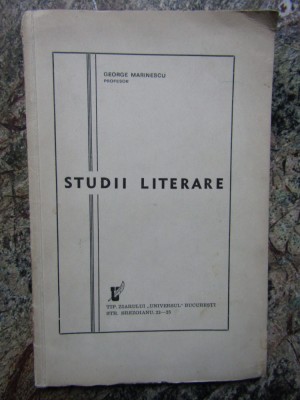 Studii literare - George Marinescu foto