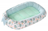 Babynest 2 in 1 din bumbac Minky Mint Hedgehogs