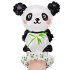 Balon din folie metalizata, flippy, figurine animalute, tip bratara, model panda, 13 x 35 cm, ambalaj individual, pai inclus, umflare cu aer sau heliu