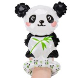 Balon din folie metalizata, flippy, figurine animalute, tip bratara, model panda, 13 x 35 cm, ambalaj individual, pai inclus, umflare cu aer sau heliu