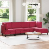 vidaXL Set de mobilier pentru living cu pernă 5 pcs Roșu Vin Catifea 3413751