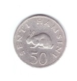 Moneda Tanzania 50 senti 1966, stare relativ buna, curata, Africa, Cupru-Nichel