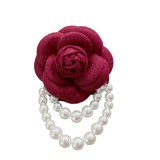 Cumpara ieftin Brosa floare cu perle mare rosie