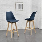 Scaune de bar AdelaA set 2 buc 105 x 48 x 58 cm picioare fag albastru [en.casa] HausGarden Leisure, [en.casa]