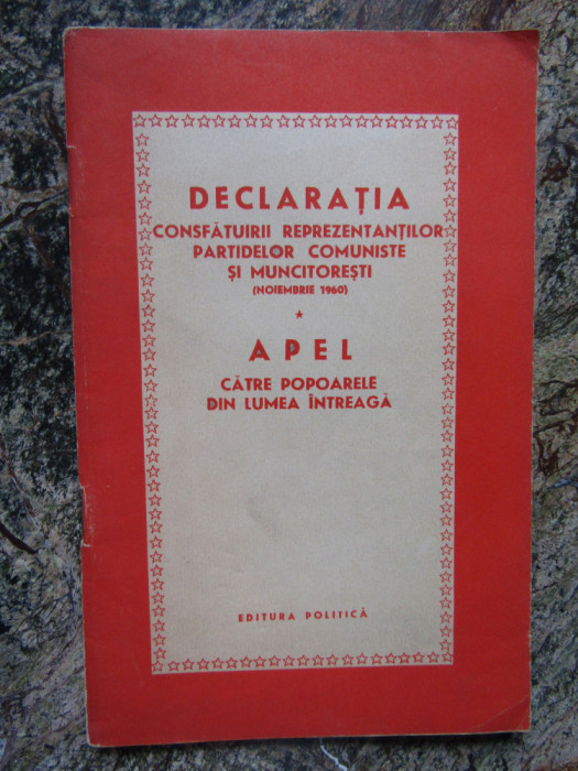 Declaratia consfatuirii reprezentantilor partidelor comuniste București 1960