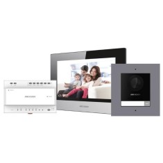 Kit videointerfon IP Hikvision DS-KIS702, conexiune pe 2 fire, pentru o singura