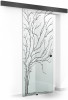 Usa culisanta Boss &reg; Black, model Tree negru, 95x215 cm, sticla 8 mm Gri securizata, glisanta in ambele directii, Modern Glass Art