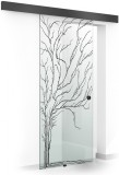 Usa glisanta Boss &reg; Black, model Tree negru, 85x215 cm, sticla 8 mm Gri securizata, culisanta in ambele directii, Modern Glass Art