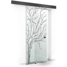 Usa glisanta Boss &reg; Black, model Tree negru, 60x215 cm, sticla 8 mm Gri securizata, glisanta in ambele directii