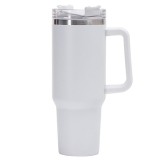 Cana Termos din Plastic, pentru Bauturi Calde si Reci, cu Maner, 9.9x9.9x27 cm, Alb, Flippy
