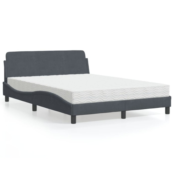 vidaXL Pat cu saltea, Dover, gri &icirc;nchis, 120x200 cm, catifea 3208372