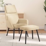 VidaXL Scaun de relaxare cu taburet, crem, textil