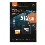 Dato - Memory Card Advance+ with Adapter (DTTF512GU3A2V30AP) - MicroSDXC, 512GB, U3, A2, V30, Read 160MB/s - Black