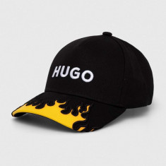 HUGO șapcă de baseball din bumbac culoarea negru, cu imprimeu 50506202