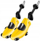 Cumpara ieftin Set 2 sanuri pentru largit si alungit incaltaminte, universale, reglabile, plastic si metal, marime 43-46, galben negru