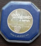 MEDALIE DIN ARGINT AUSTRIA - 1000 ANI AUSTRIA 996-1996, IN CAPSULA, CALITATE PROOF, MARCAJ 925