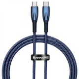 CABLU alimentare si date Baseus Glimmer, Fast Charging Data Cable pt. smartphone, USB Type-C la USB Type-C 100W, 1m, albastru &quot;CADH000703&quot; (timbru ver