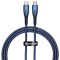CABLU alimentare si date Baseus Glimmer, Fast Charging Data Cable pt. smartphone, USB Type-C la USB Type-C 100W, 1m, albastru &quot;CADH000703&quot; (timbru ver