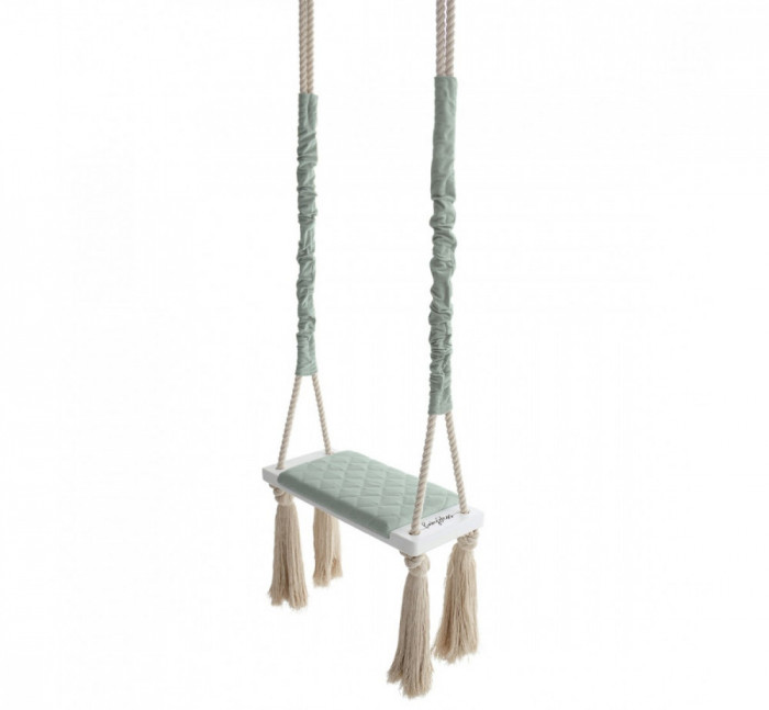 Leagan din lemn si spuma pentru copii WoodSwing by BabySteps, Catifea Velvet Mint