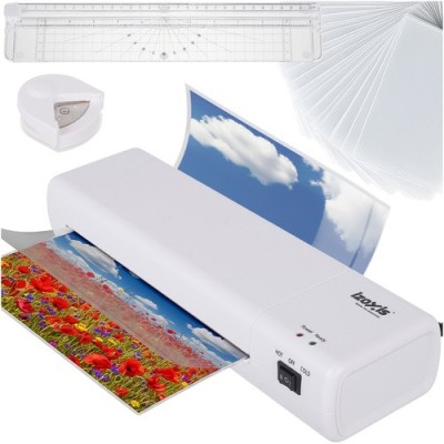 Set laminator A4, 150-250 microni, laminare la cald/rece, trimmer, dispozitiv rotunjire colturi, 60 plicuri foto
