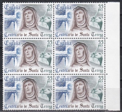 Spania 1982 - 400 de ani de la moartea Theresiei de Avila, Bloc de 6, MNH foto