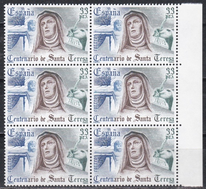 Spania 1982 - 400 de ani de la moartea Theresiei de Avila, Bloc de 6, MNH