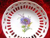 FARFURIE PORTELAN PERFORAT TRAFORAT INTERPRESENT W.GERMANY DECOR FLORAL 13 CM