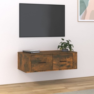 vidaXL Dulap TV suspendat, stejar fumuriu, 80x36x25 cm, lemn compozit foto
