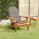 Scaun Gradina Adirondack vidaXL Lemn Acacia, Pliabil, cu Perne, Gri Inchis, 75x84x90 cm, Confortabil, Exterior