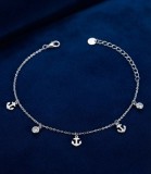 Cumpara ieftin Bratara din Argint 925 , zMarine Charms, - Lant Fin cu Talismane Ancora E i Cristale Zirconiu