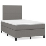Gossi pat cu arcuri, saltea si led, gri inchis, 120x190 cm, textil