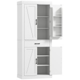 HOMCOM Dulap de bucătărie &icirc;n stil country cu 2 dulapuri, 6 rafturi și un sertar, din lemn, 76x39,5x183,5 cm, alb | Aosom Romania