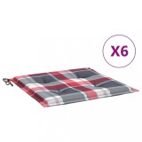 Cumpara ieftin Perne de scaun carouri rosii, 6 buc., 50x50x3 cm, textil Oxford