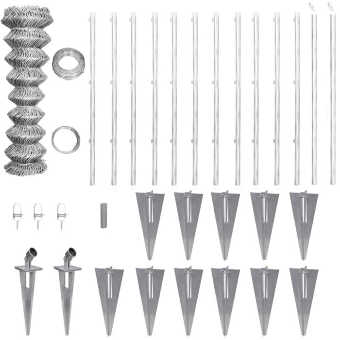 vidaXL Gard din plasă cu st&acirc;lpi și țăruși, 25x1,25 m, oțel galvanizat