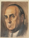 CORNELIU BABA-1906-1997-PORTRETUL ACADEMICIANULUI IULIU NITULESCU-1953, Portrete, Acuarela, Realism