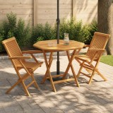 Cumpara ieftin Set de gradina bistro pliabil cu 3 piese 3 buc. natural