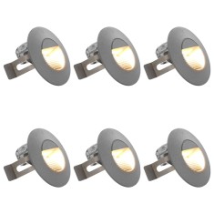 Lampi de perete LED de exterior, 6 buc., argintiu, 2 W, rotund