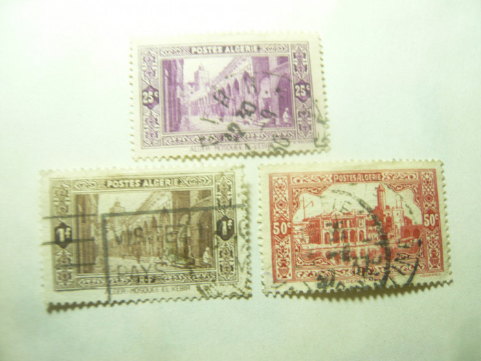 Serie mica Algeria colonie franceza 1936 , 3 valori stampilate