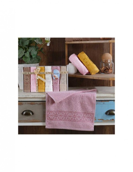 Set 6 prosoape mici de fata, bucatarie sau maini cu model vintage