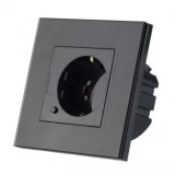 PRIZA SMART SIMPLA 16A CU RAMA DIN STICLA , NEGRU, V-TAC