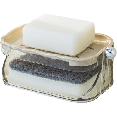 Savoniera Dubla, Flippy, 2 Straturi, Instalare fara Perforare, Agatatoare Burete, 13.5 x 8.5 x 6 cm, Bej foto