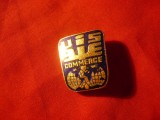 Insigna UIS Commerce , metal si email , h=2,8cm